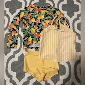 Old Navy Kids Swim Set with Floral and Striped Design